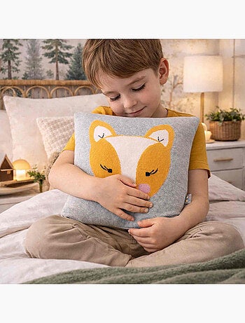 Sevira kids | taie de coussin en coton tricoté renard