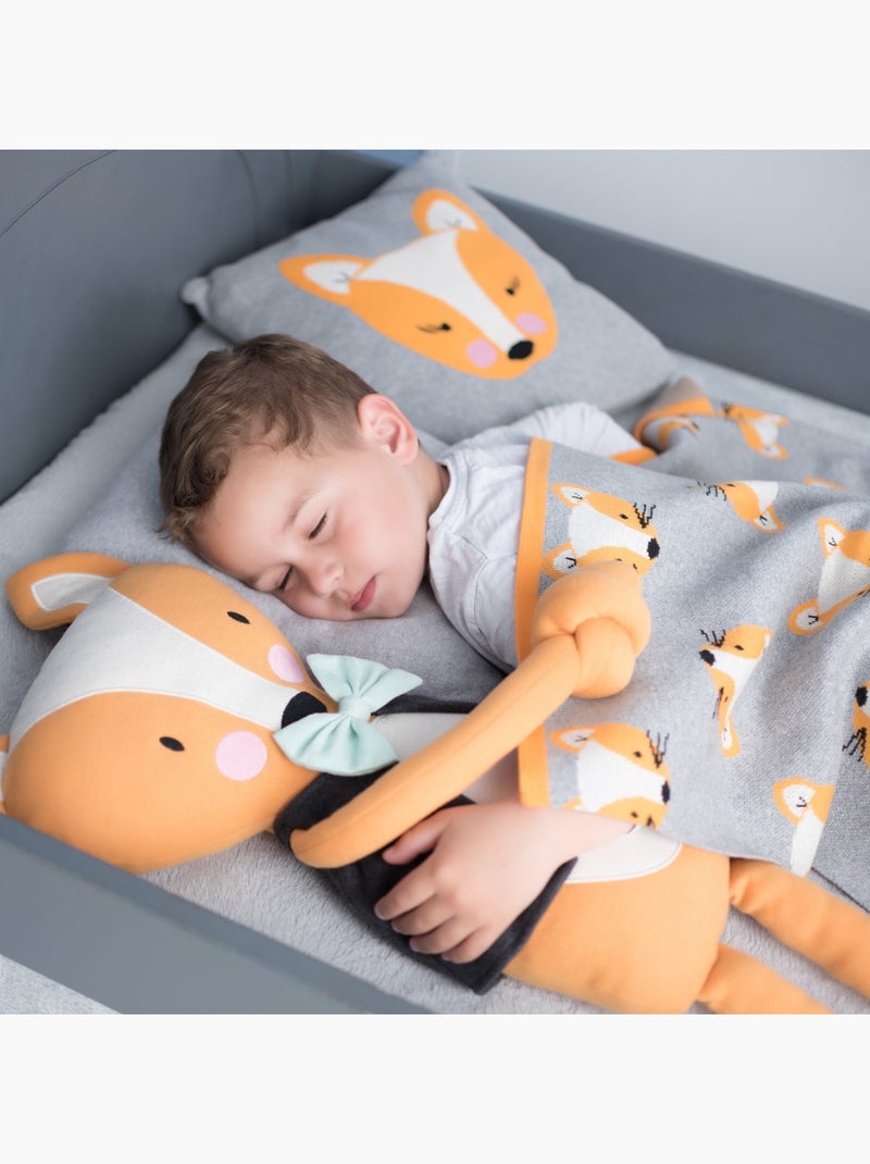 Sevira kids | taie de coussin en coton tricoté renard Gris - Kiabi