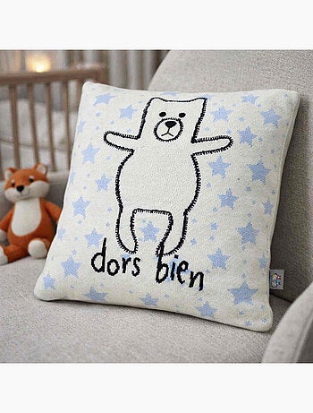 Sevira kids | taie de coussin enfant tricoté ourson