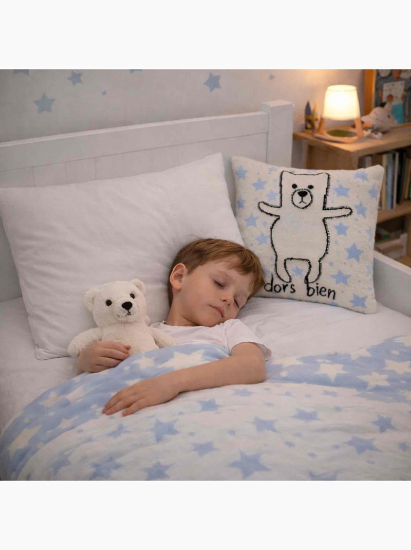 Sevira kids | taie de coussin enfant  tricoté ourson Ecru - Kiabi
