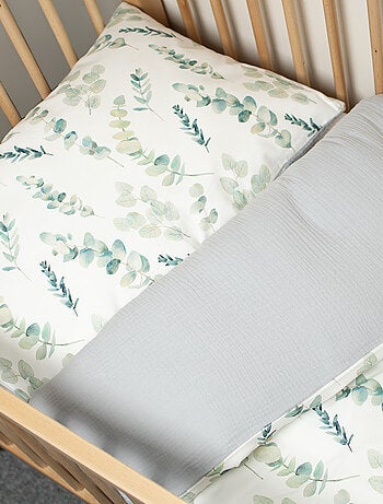Sevira kids | taie d'oreiller en coton réversible eucalyptus