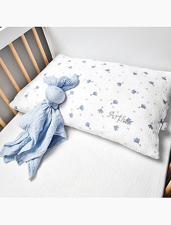 Sevira kids | taie d'oreiller en gaze de coton bleuet