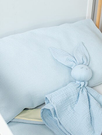 Sevira kids | taie d'oreiller unie en coton nid d'abeille