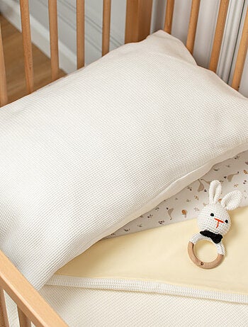 Sevira kids | taie d'oreiller unie en coton nid d'abeille