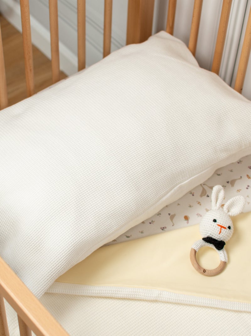 Sevira kids | taie d'oreiller unie en coton nid d'abeille Ecru - Kiabi