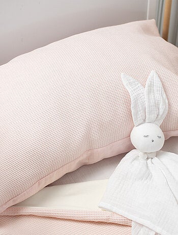 Sevira kids | taie d'oreiller unie en coton nid d'abeille