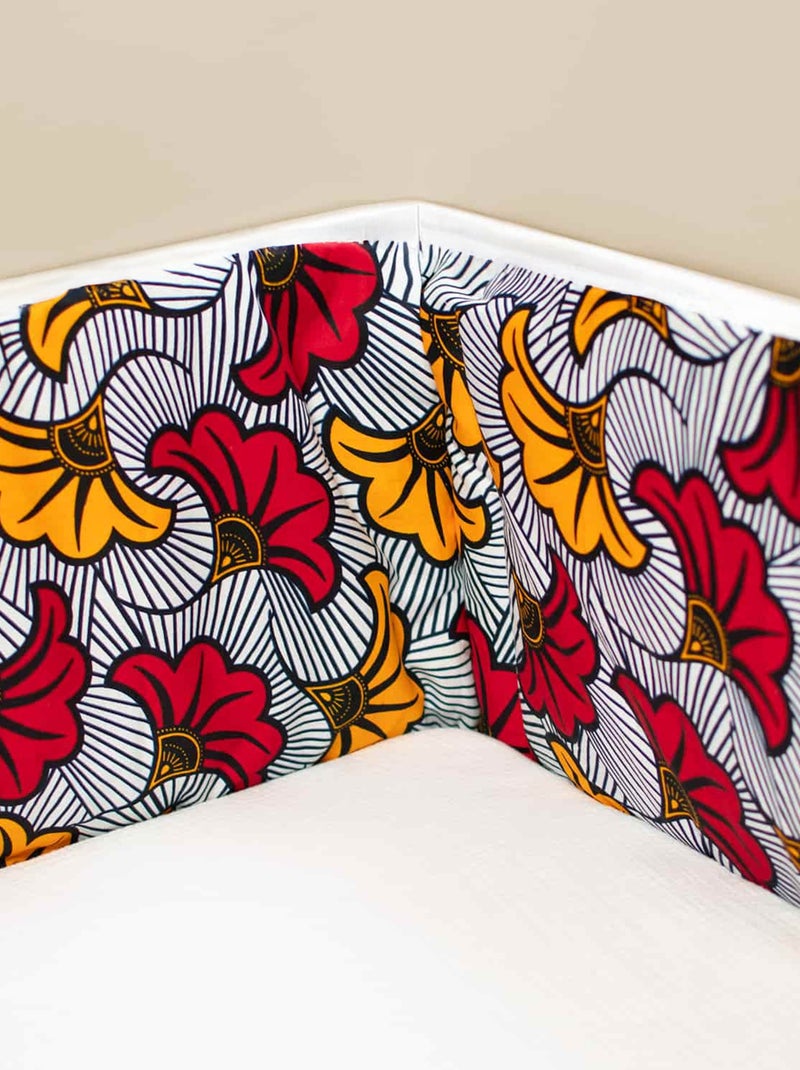 Sevira kids | tour de lit universel wax fleurs de mariage Rouge - Kiabi