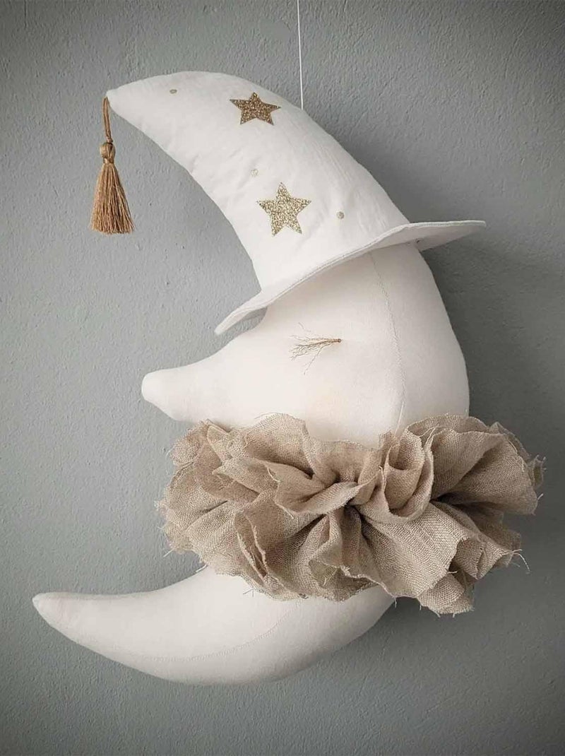 Sevira kids | trophée mural lune en lin – décoration chambre bébé enfant Blanc - Kiabi
