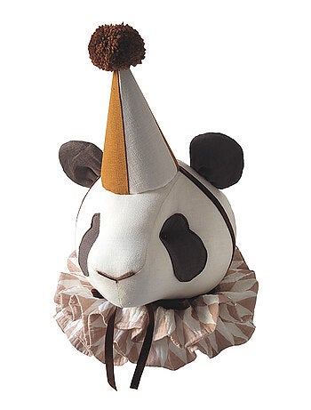 Sevira kids | trophée mural panda en lin – décoration chambre bébé enfant