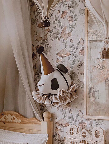 Sevira kids | trophée mural panda en lin – décoration chambre bébé enfant