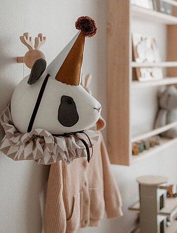 Sevira kids | trophée mural panda en lin – décoration chambre bébé enfant