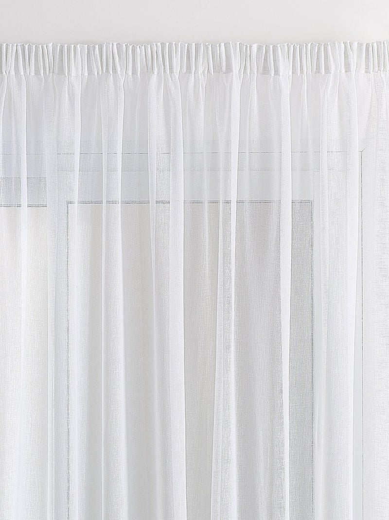 Sheer met linneneffect en gerimpelde vlecht Wit - Kiabi
