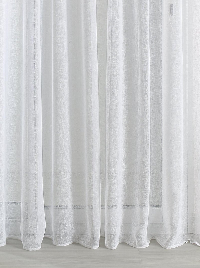 Sheer met linneneffect en gerimpelde vlecht Wit - Kiabi