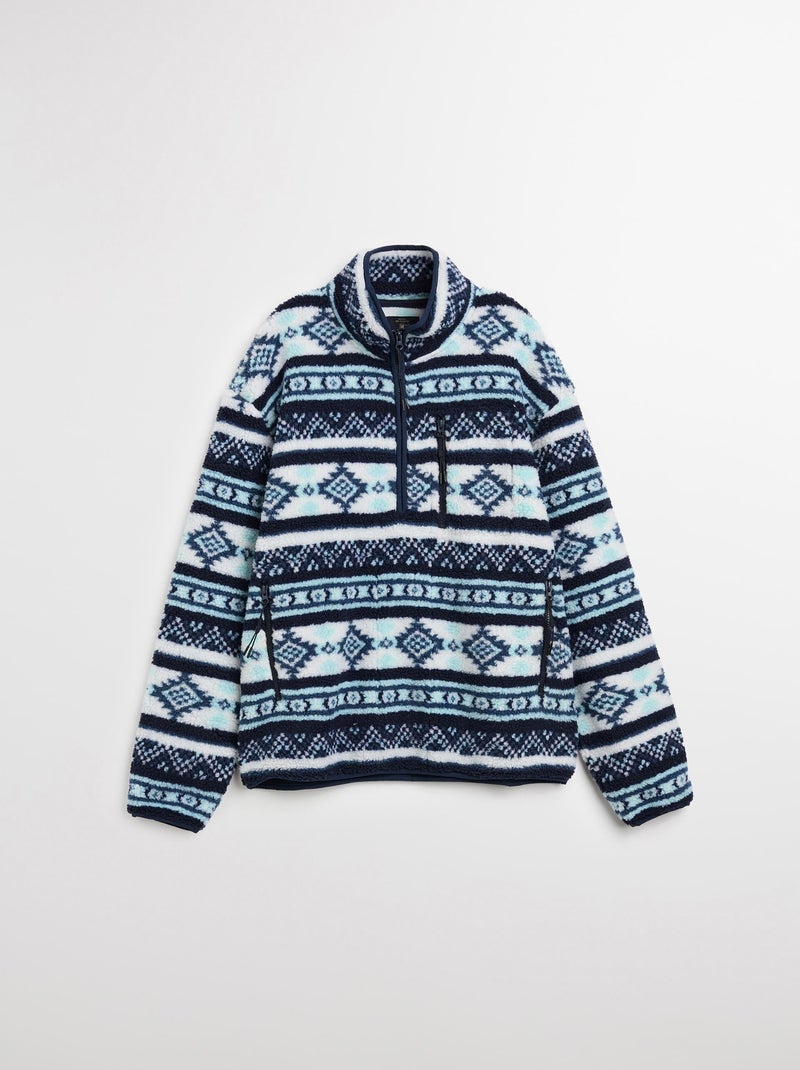 Sherpa-trui met rits, MO Fashion Blauw - Kiabi