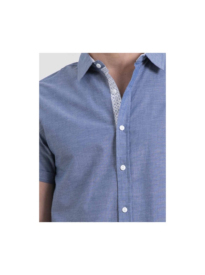 Shirt met korte mouwen, puur katoen, dakary-print Marineblauw - Kiabi