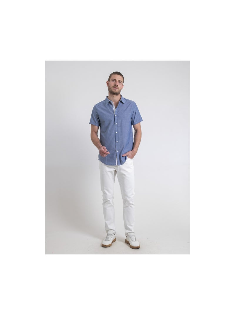 Shirt met korte mouwen, puur katoen, dakary-print Marineblauw - Kiabi