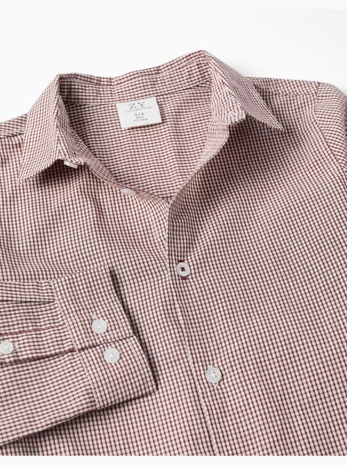 Shirt met lange mouwen en gingham-patroon - Kiabi Shirt met lange mouwen en gingham-patroon - Kiabi