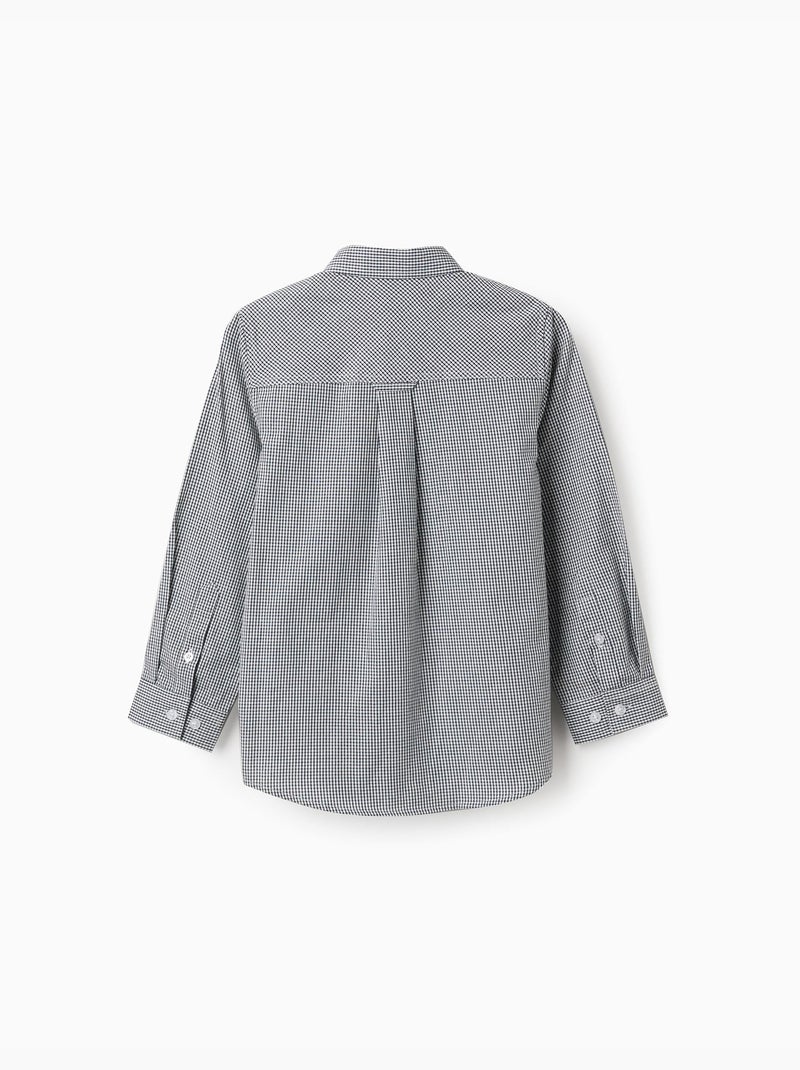 Shirt met lange mouwen en gingham-patroon Donkerblauw - Kiabi