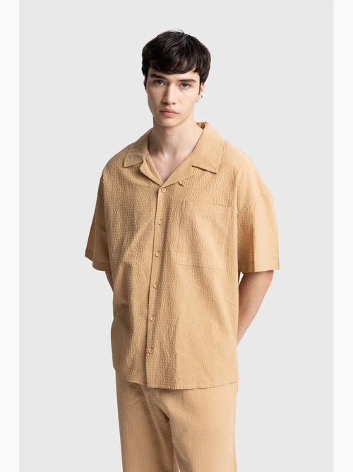 Shirt met textuur en korte mouwen giesto - Kiabi