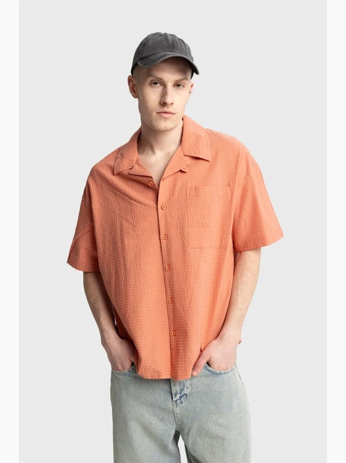 Shirt met textuur en korte mouwen giesto - Kiabi