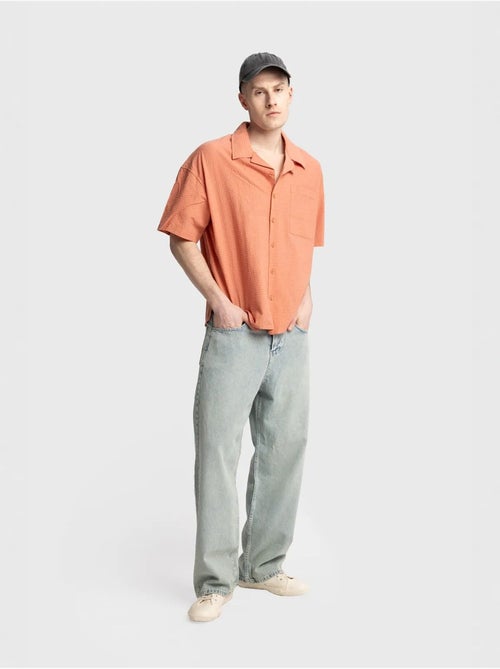 Shirt met textuur en korte mouwen giesto - Kiabi