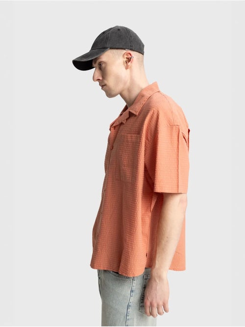 Shirt met textuur en korte mouwen giesto - Kiabi