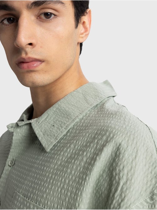 Shirt met textuur en korte mouwen giesto - Kiabi