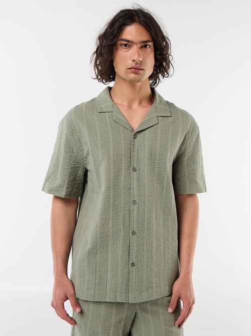 Shirt van gewafelde tricot met korte mouwen - Kiabi