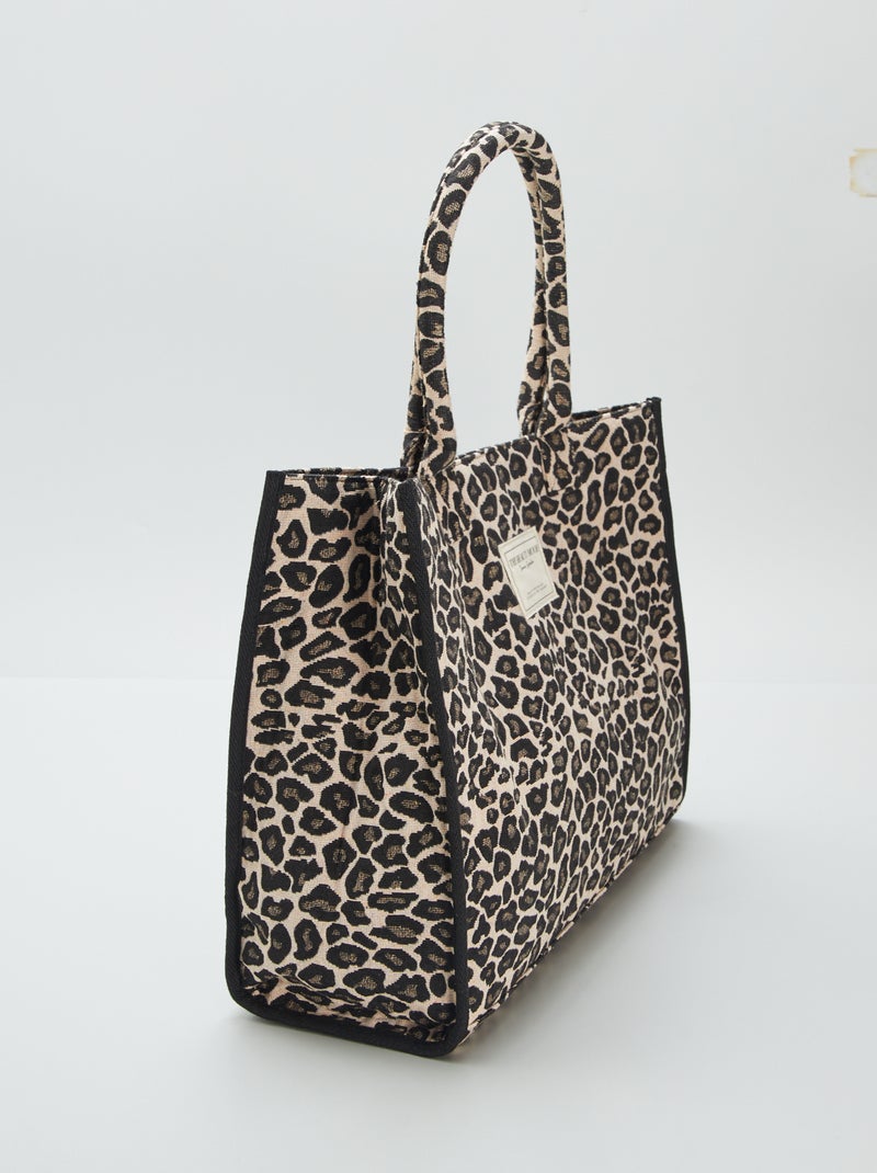 Shopper met luipaardprint BRUIN - Kiabi