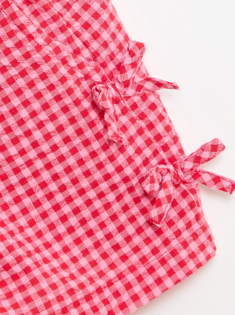 Short à carreaux avec nœuds fantaisies Rose - Kiabi