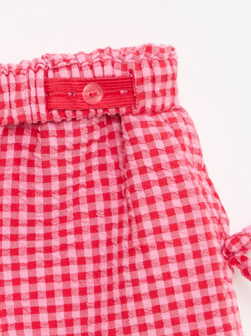 Short à carreaux avec nœuds fantaisies Rose - Kiabi