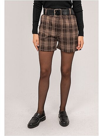 Short à carreaux ceinturé xeline