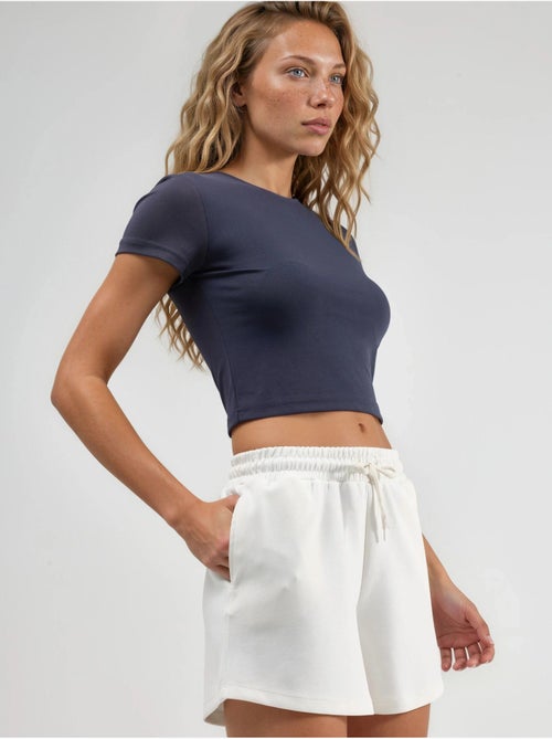 Short à jambes larges et taille mi-haute avec cordon de serrage busem - Kiabi Short à jambes larges et taille mi-haute avec cordon de serrage busem - Kiabi