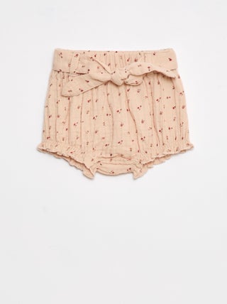 Short à taille élastiquée avec ceinture à nouer