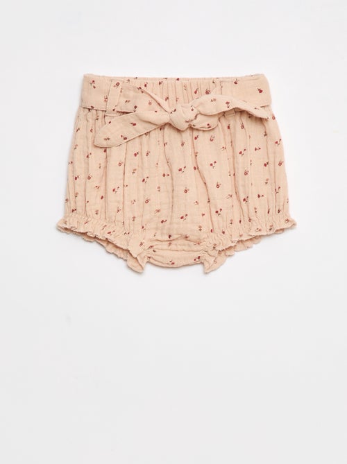 Short à taille élastiquée avec ceinture à nouer - Kiabi