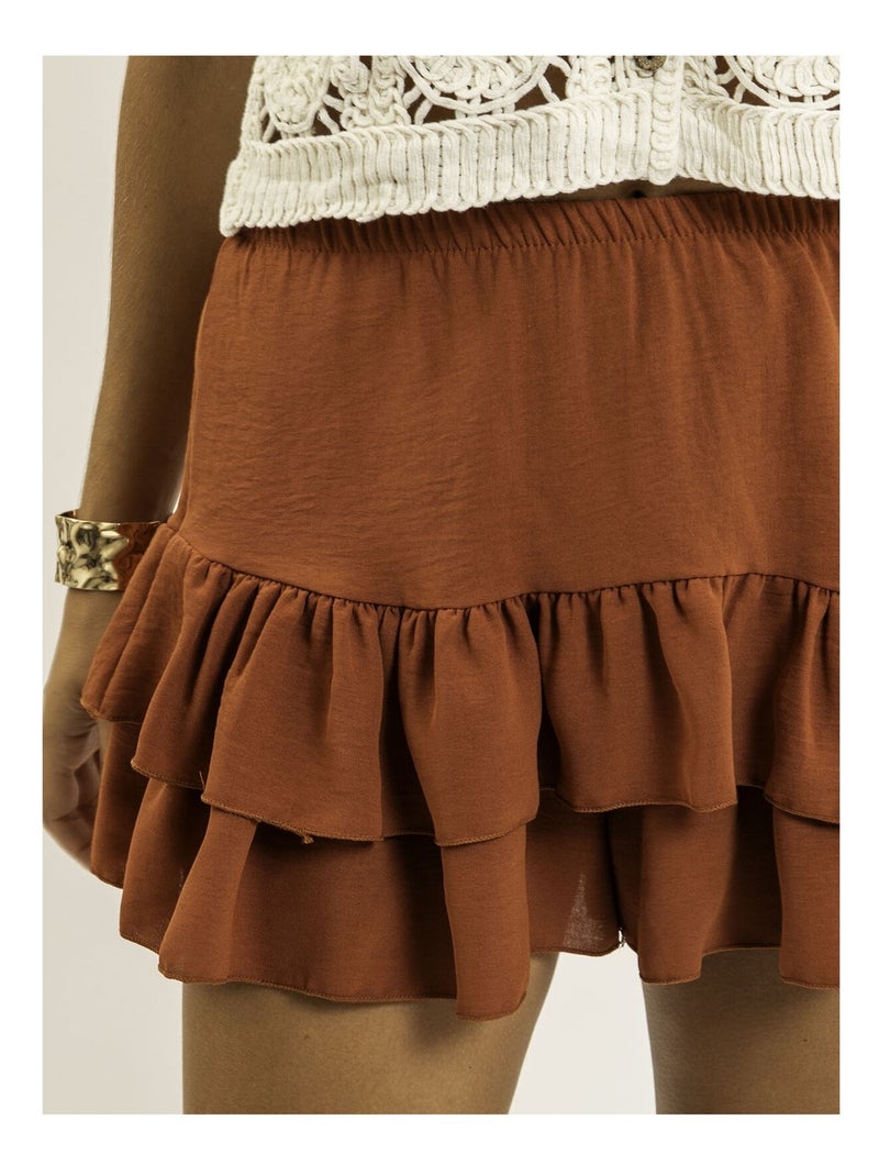 Short à volants effet jupe xepine Rouge brique - Kiabi