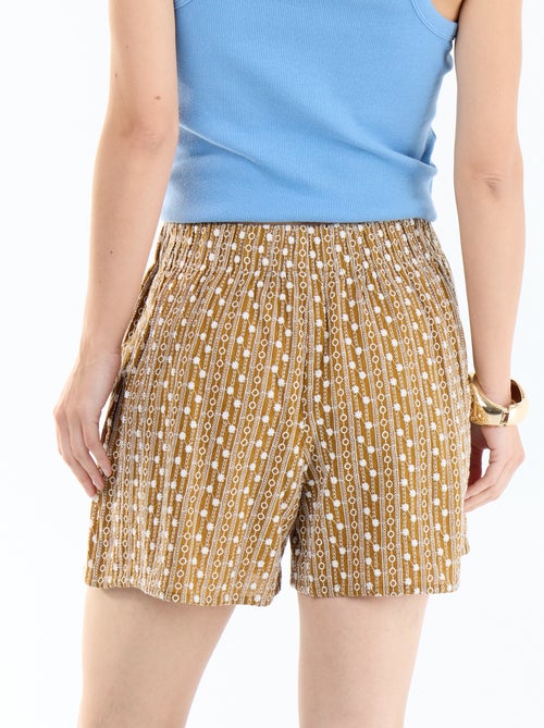 Short avec broderies à la taille élastiquée - Kiabi