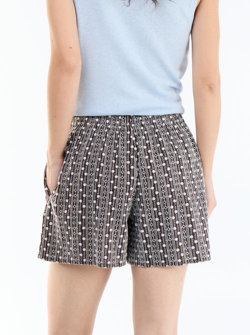 Short avec broderies à la taille élastiquée - Kiabi