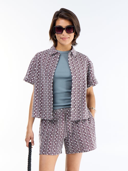 Short avec broderies à la taille élastiquée - Kiabi