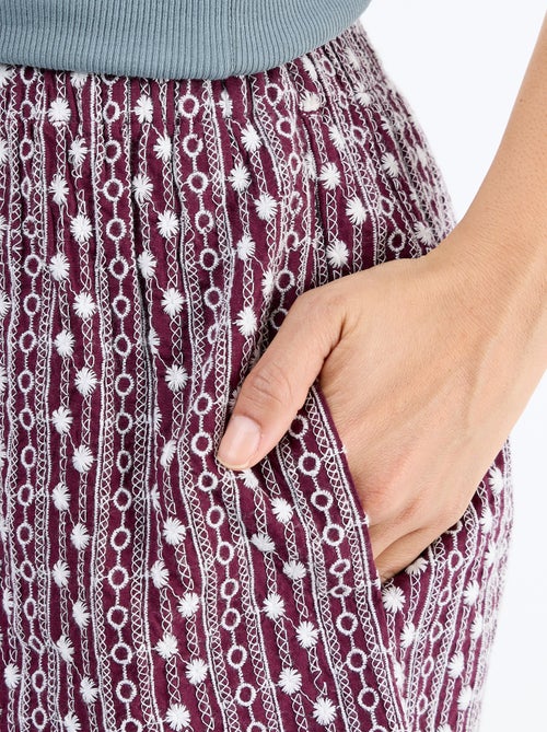 Short avec broderies à la taille élastiquée - Kiabi