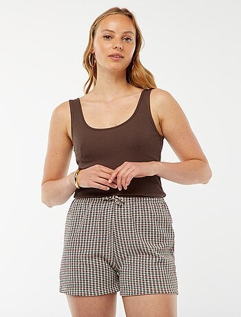 Short avec liens à nouer et imprimé vichy