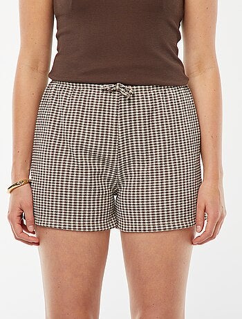 Short avec liens à nouer et imprimé vichy