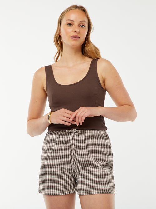 Short avec liens à nouer et imprimé vichy - Kiabi