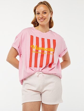 Short avec liens à nouer et imprimé vichy