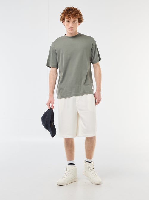 Short avec patch en coton uni - Kiabi