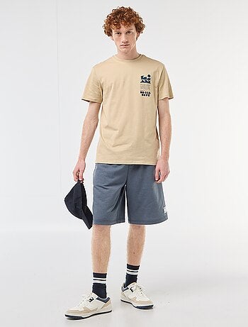Short avec patch en coton uni