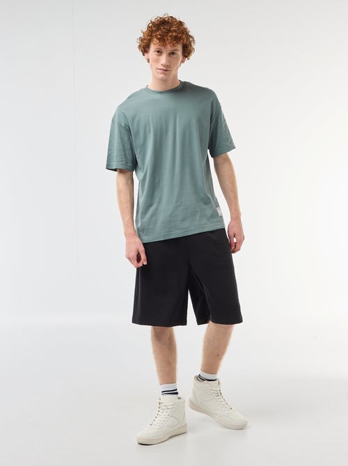 Short avec patch en coton uni - Kiabi