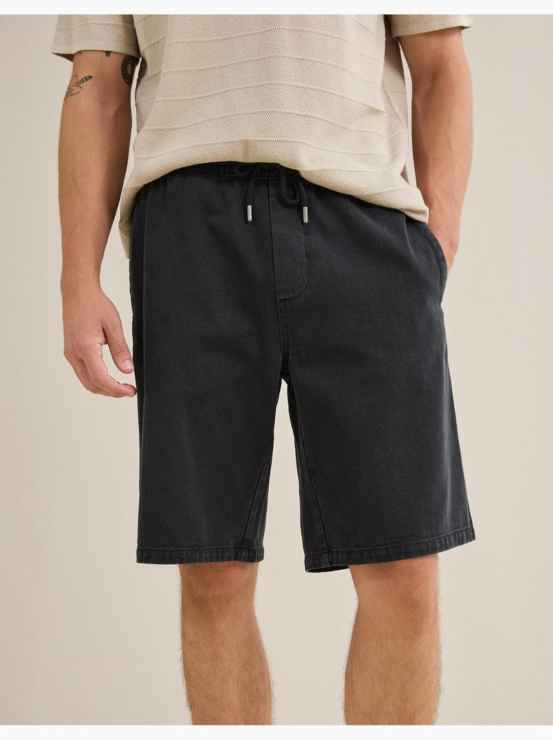 Short bermuda en sergé, mo fashion Noir - Kiabi