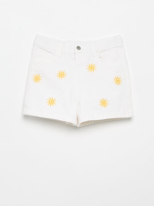 Short brodé en denim - Kiabi