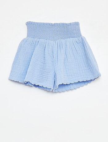 Short brodé en gaze de coton
